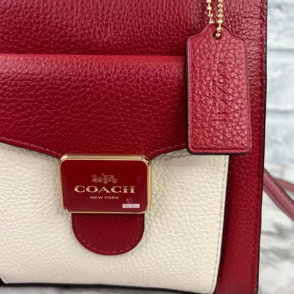 Coach Mini Pepper Crossbody Handbag In Colorblock Red Multi - Picture 2 of 11